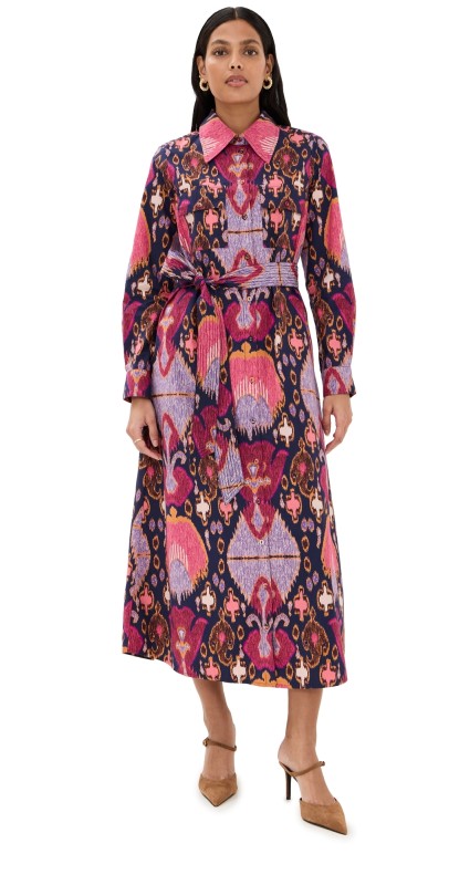 Figue Bassa Dress Fan Ikat True Navy