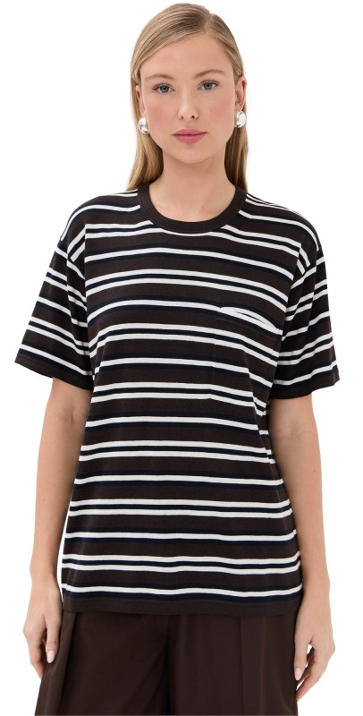 TWP Striped Big Boy Tee Midnight/Ivory/Dark Chocolate