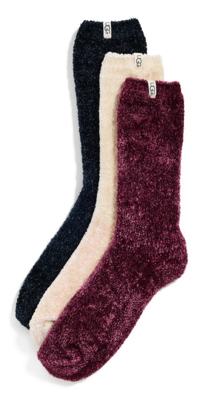 UGG Leda Sparkle Socks 3 Pack Cream/Wild Grape/Black