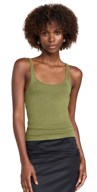 St. Agni Cotton Slim Scoop Tank Olive