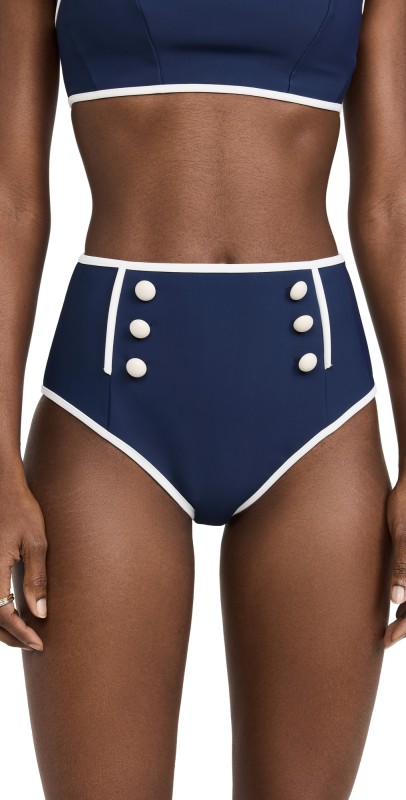 SIMKHAI Colby Sailor Front Bikini Bottoms Midnight