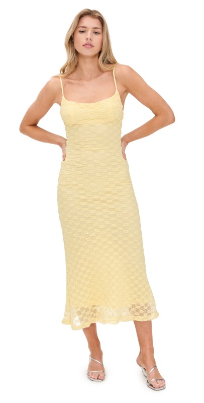 BARDOT Adoni Mesh Midi Dress Fire Red