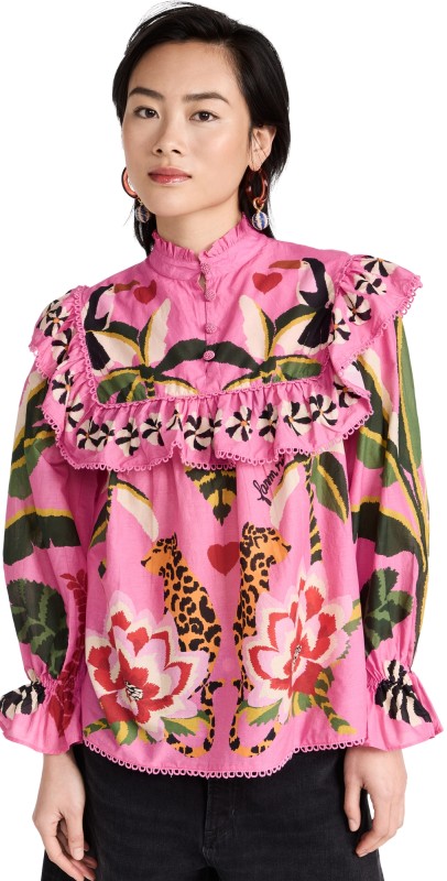 FARM Rio Leopard Forest Blouse Leopard Forest Pink