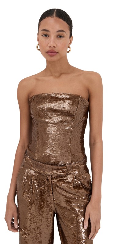 LaQuan Smith Corset Bodysuit Chocolate