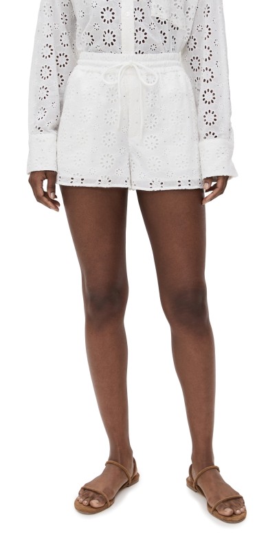Le Superbe Eyelet Anglais Boxer Shorts Pure White