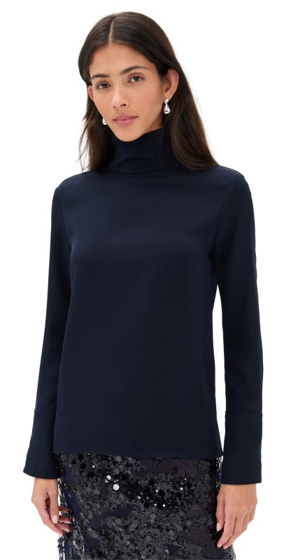 Renggli Silk Turtleneck Top Midnight