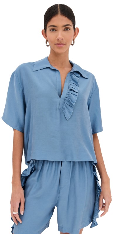 Bite Studios Luna Frill Short Sleeve Shirt lobelia