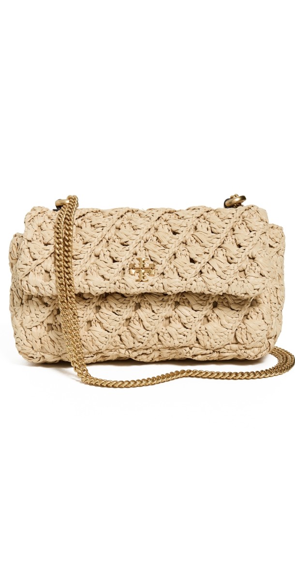 Tory Burch Kira Crochet Mini Flap Bag Natural