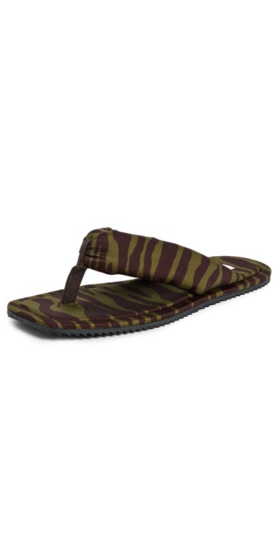 The Attico Indie Flat Thong Sandals Dark/Green/Dark Brown