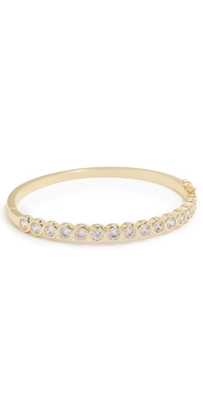 By Adina Eden Colored Round Cubic Zirconia Bezel Tennis Bangle Gold