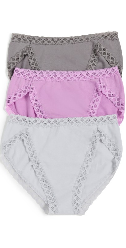 Natori Natori Bliss French Cut Panties 3 Pack Mink/Nickel/Pale Pansy