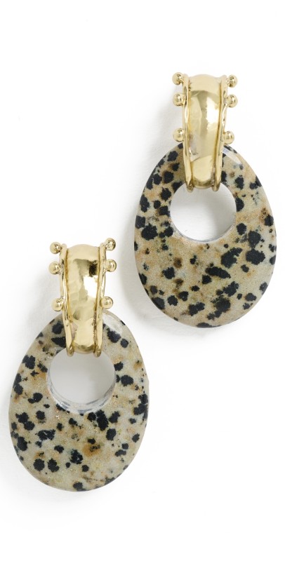 Ulla Johnson Nalani Geo Stone Earrings Dalmation Jasper