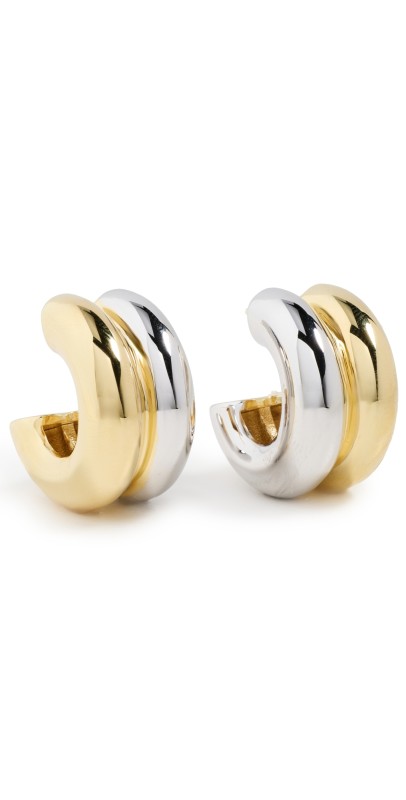 Martha Calvo Two Tone Double Hoop Earrings Gold/Rhodium