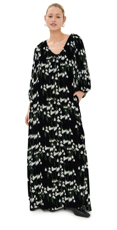 Bernadette Georgio Velvet Dress Snowdrop/Black