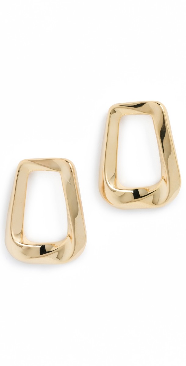 By Adina Eden Solid Open Curved Rectangular Stud Earrings Gold