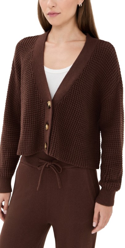 Eberjey Recycled Sweater Cropped Cardigan Chocolate