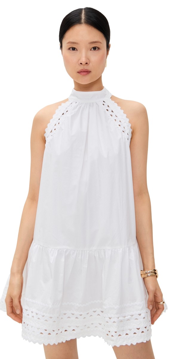 English Factory Scallop Detailed Halter Mini Dress White