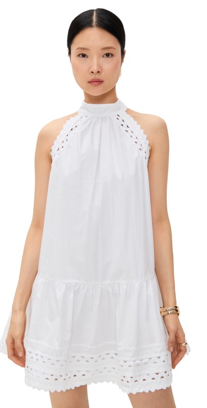 English Factory Scallop Detailed Halter Mini Dress White