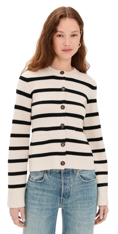 Jenni Kayne Cooper Caridgan Ivory/Black Stripe