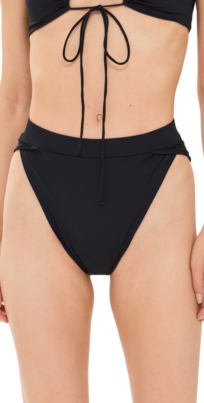 Riot Swim Vista High-Waist Bikini Bottoms Black