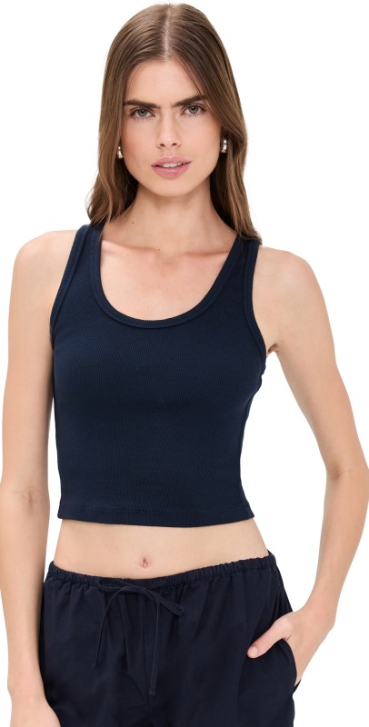 perfectwhitetee Blondie Structured Rib Bra Friendly Tank Navy