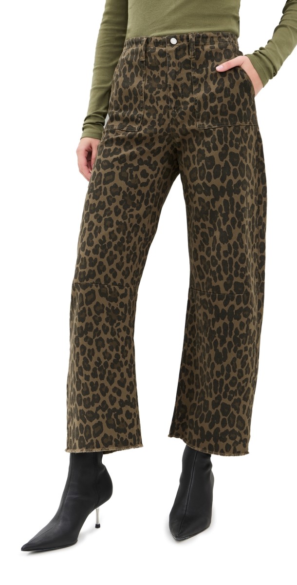 LE JEAN Utility Soft Barrel Jeans Dark Leopard