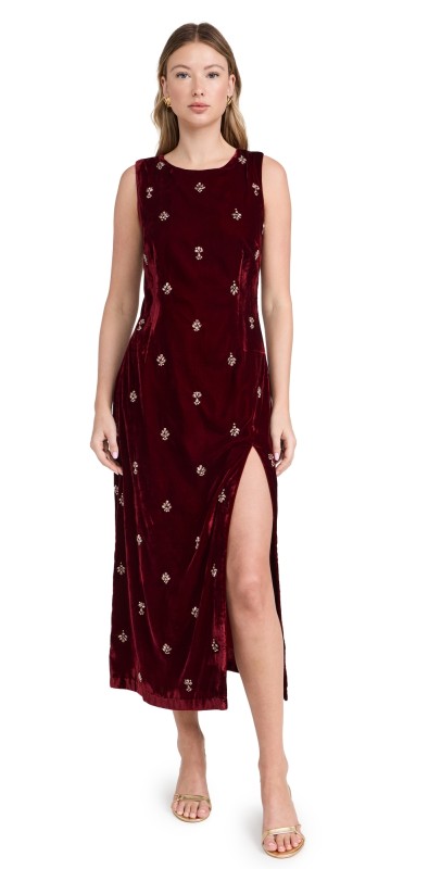 MISA Delaney Velvet Dress Garnet Velvet
