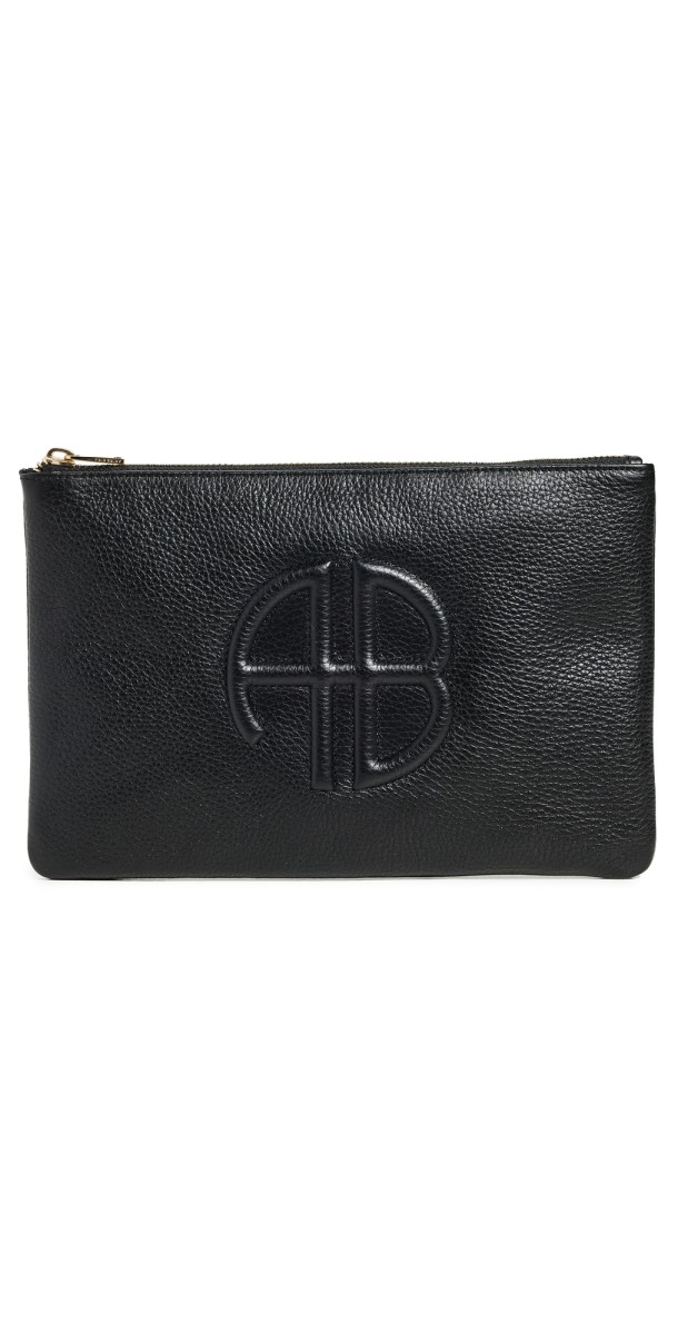 ANINE BING Lili Black Pebbled Pouch Black Pebbled