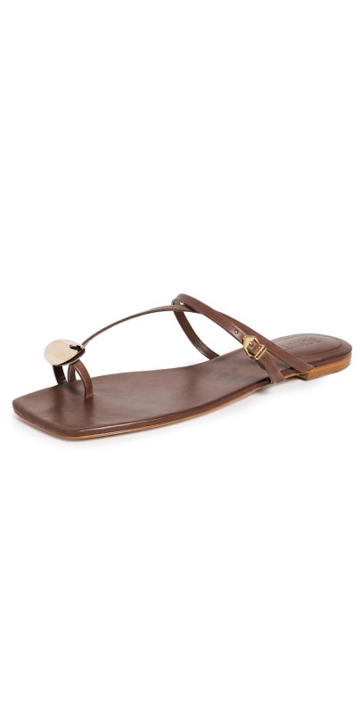 Schutz Elysa Flat Sandals Pecan Brown