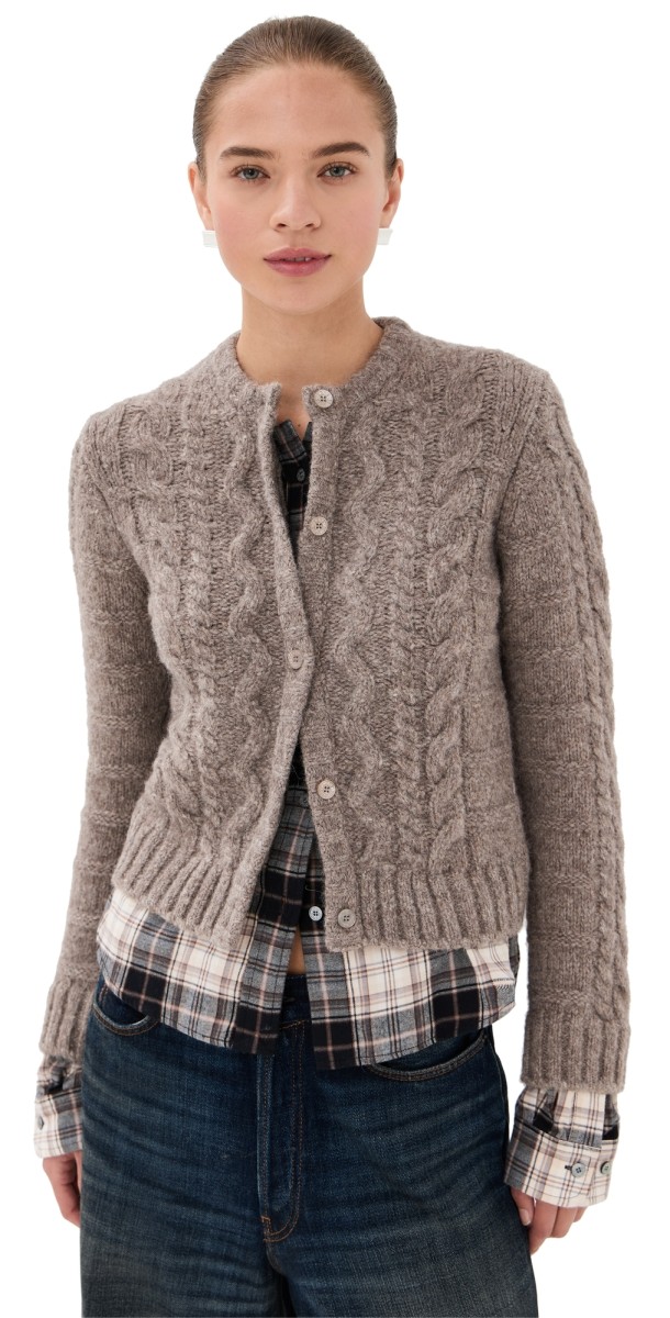 Acne Studios Yak Cotton Flannel Cardigan Beige Melange