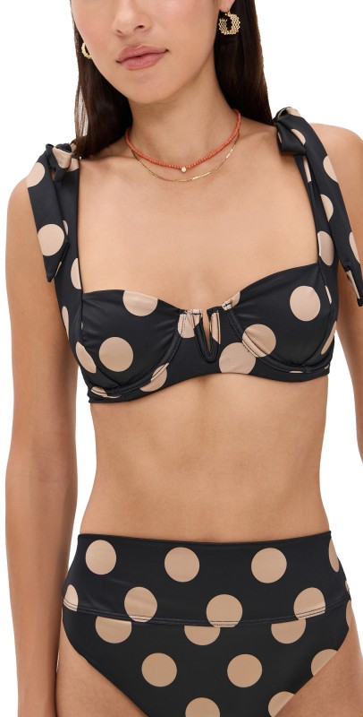 Beach Riot Blair Top Midnight Polka Dot