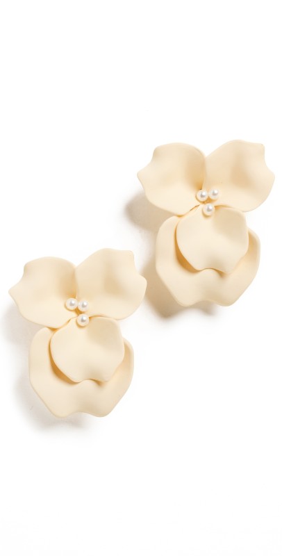 SHASHI Mary Flower Studs Ivory