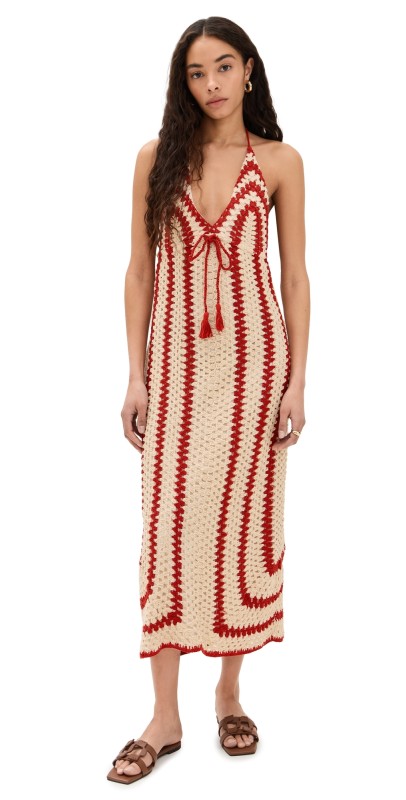 Saylor Georgie Crochet Midi Dress Cherry/Crème