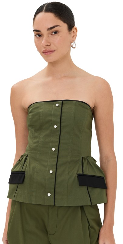 Kika Vargas Agnes Top Olive Canvas Olive