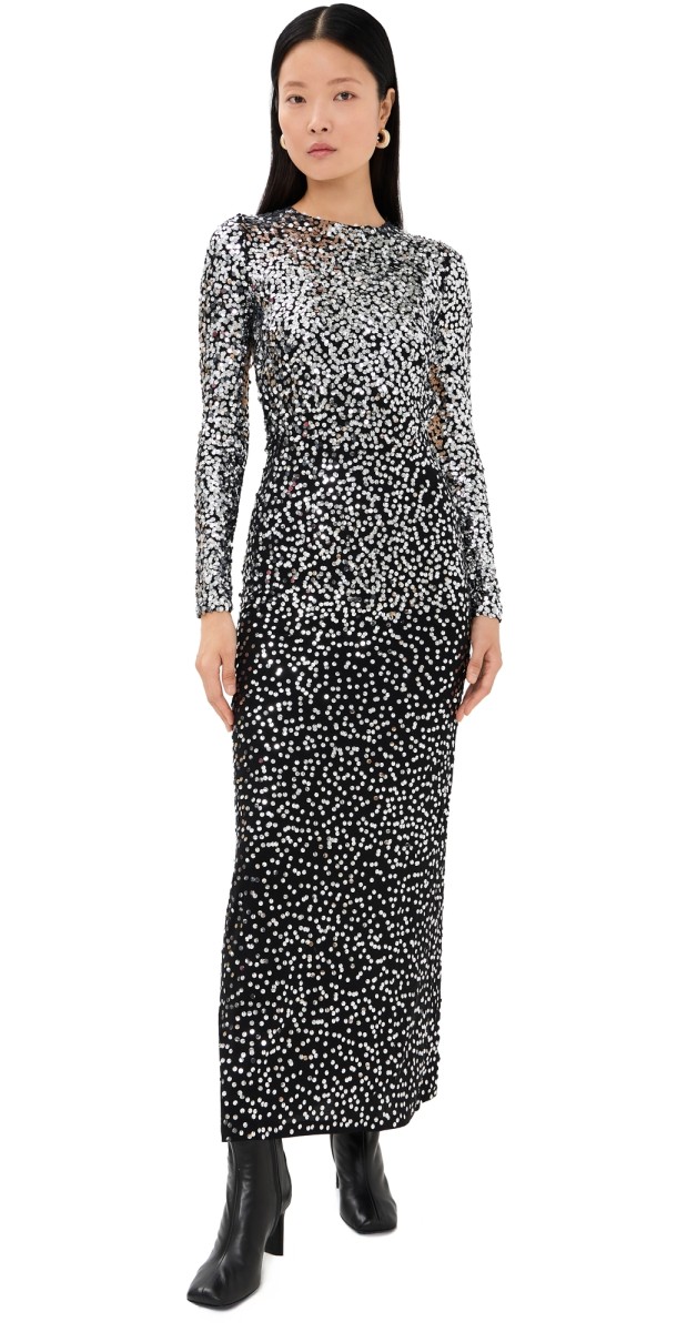 rabanne Sequin Robe Dress Black