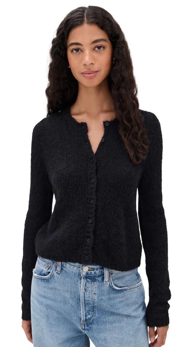 Reformation Clara Crew Cardigan Black