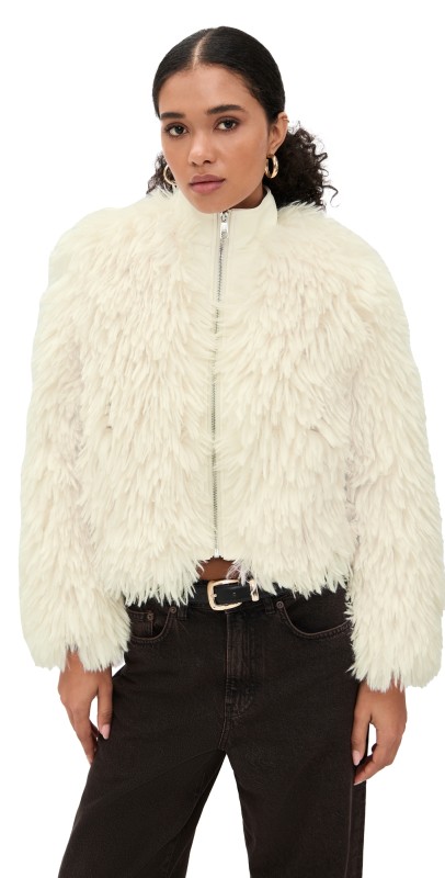 Apparis Lillet Shag Faux Fur Bomber Ivory