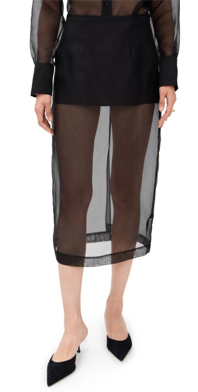 FRAME The Silk Organza Skirt Black