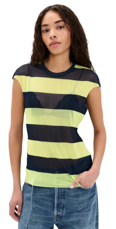 AFRM Nina Crew Neck Mesh Top Lime Rugby
