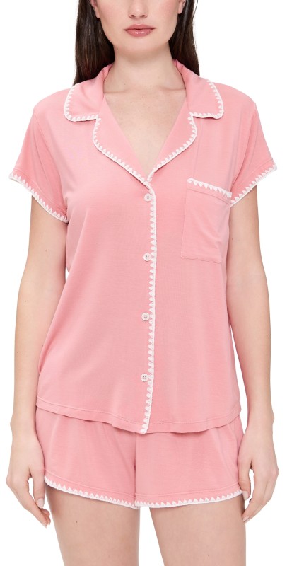 Eberjey Frida Shortie PJ Set Sunkissed Coral/Ivory