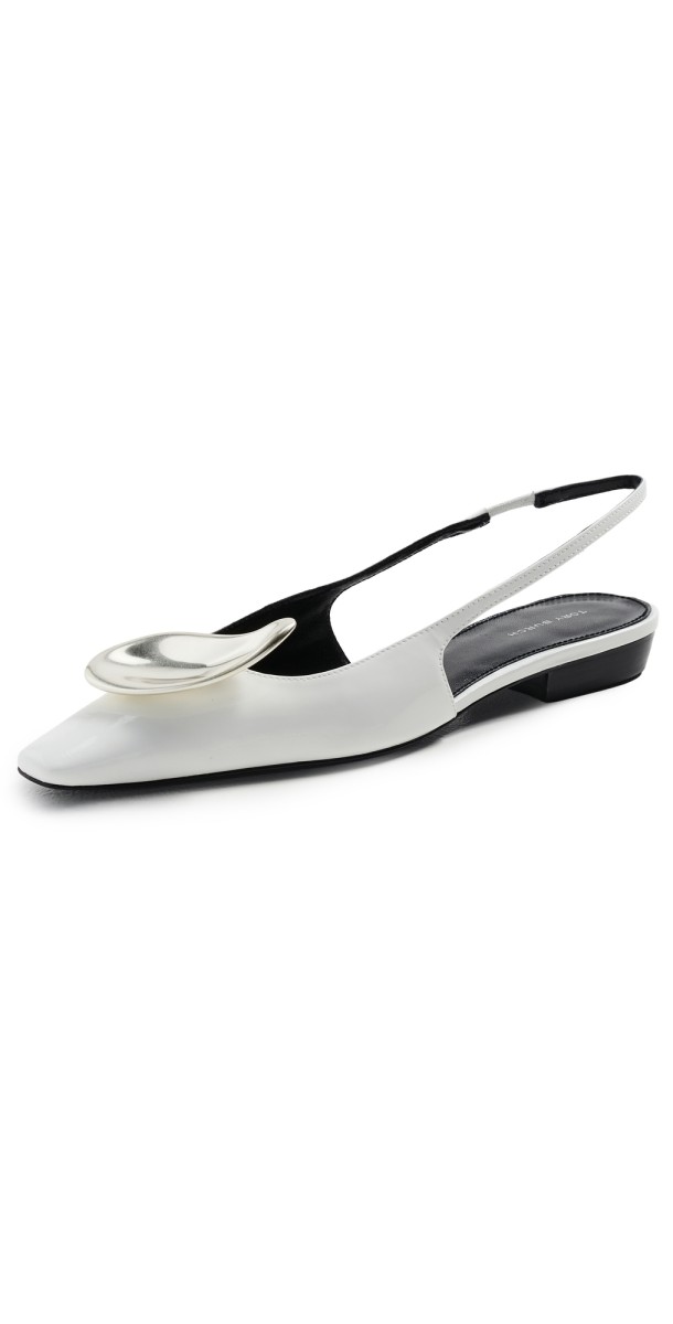 Tory Burch Patos Slingback Flats Cloud/Silver