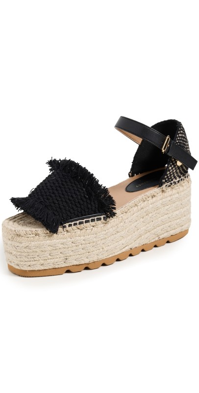 Stella McCartney Gaia Jacquard Webbing And Alter Mat Espadrilles Black