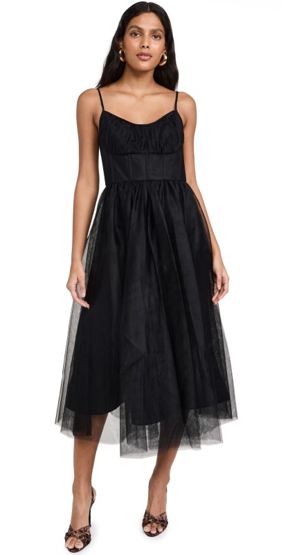 Zimmermann Tulle Corset Midi Dress Black
