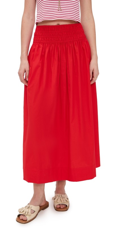 THE GREAT. The Viola Skirt Hot Red