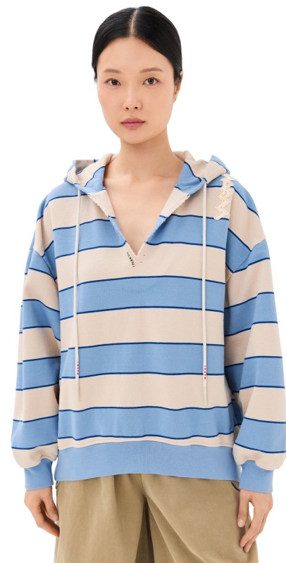 Marni Long-Sleeved Hooded Sweatshirt Blue Lilac