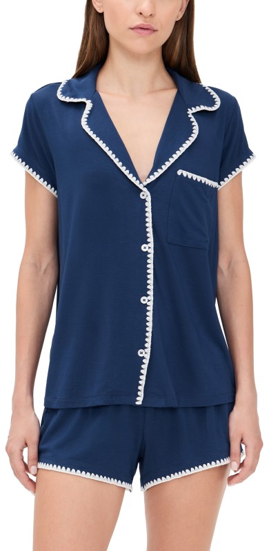 Eberjey Frida - The Whip Stitch Short Pj Set Navy/Ivory