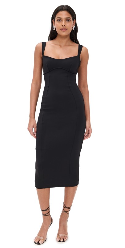 Good American Scuba Sweetheart Midi Dress Black001