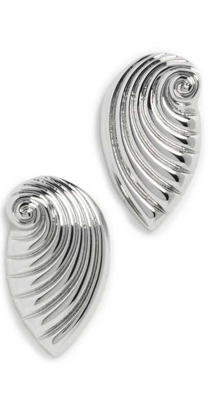 Kenneth Jay Lane Seashell Post Earrings Silver