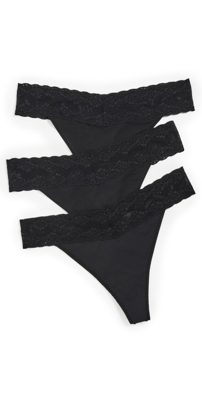 Natori Natori Bliss Perfection One Size Classic Thong 3-Pack Black