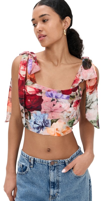 alice + olivia Haven Cropped Bustier Storm Floral SM